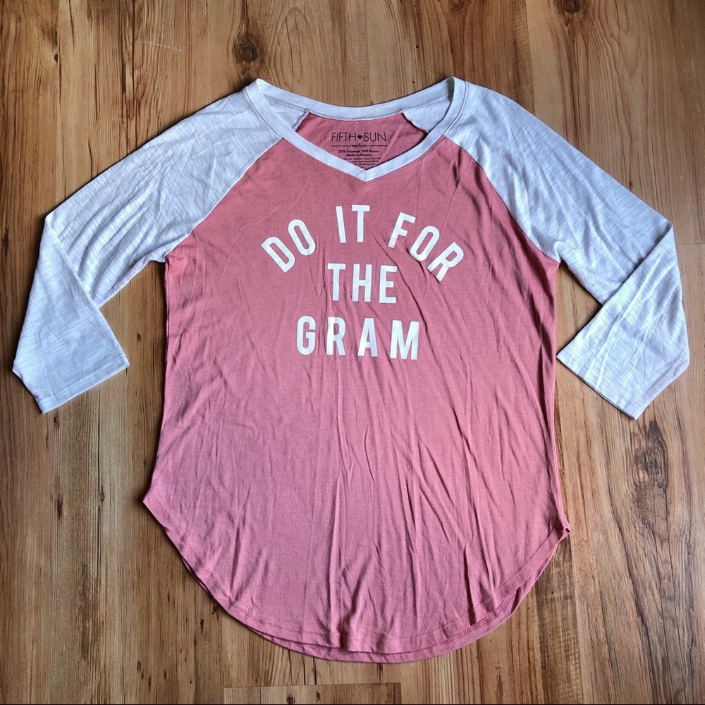 NEW Raglan Baseball Tee DO IT FOR THE GRAM Shirt Top Medium Women’s Juniors NWOT